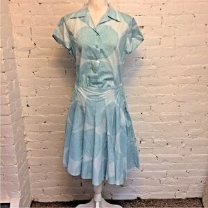 Marimekko cotton skirt and top set blue floral size 42 Mika Piirainen